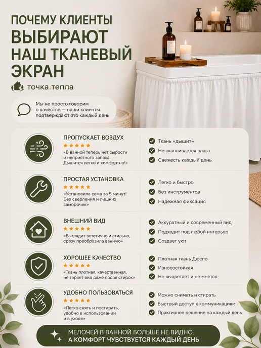 COSA PER LA CASA Экран под ванну тканевый 170х60 серый на липучке, 120x52, фото 4