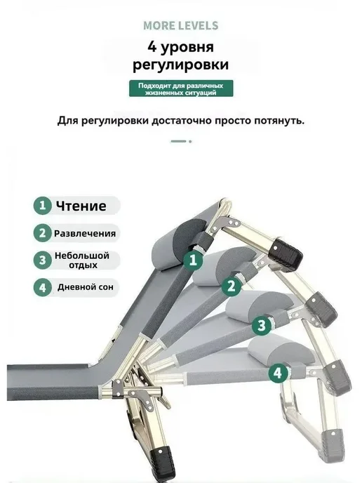 rutvan Раскладушка с матрасом взрослая туристическая до 160 кг, 180 кг, фото 4