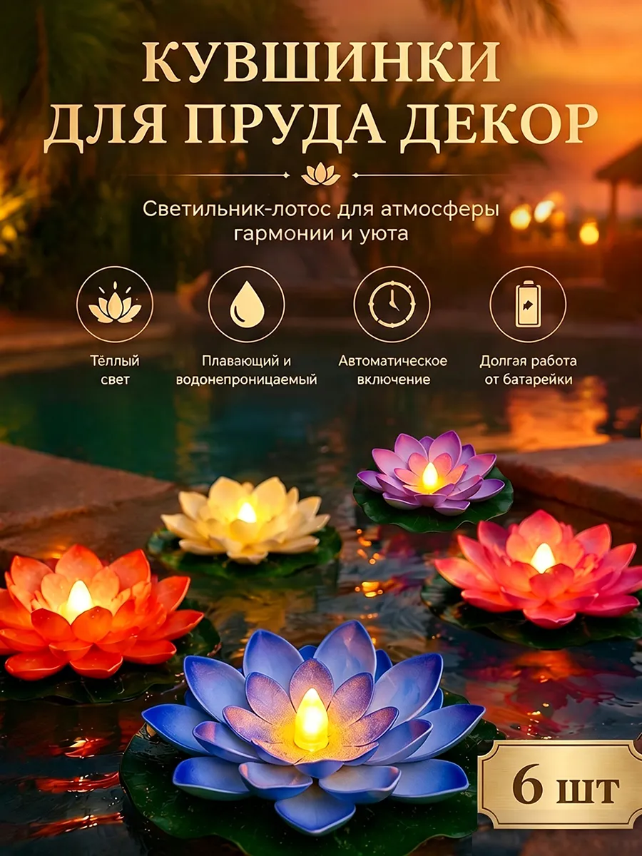 Лотос кувшинки для пруда декор 6шт