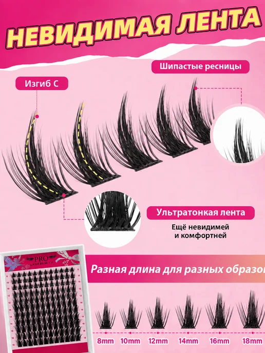 PROLASHBEAUTY Ресницы накладные пучки лучики эффект манга 16мм (клей в наб…, вариант, фото 4