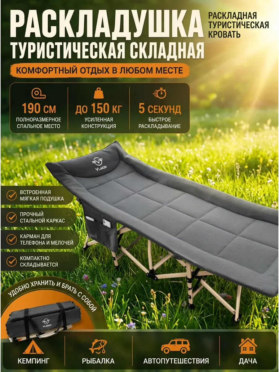 Раскладушка туристическая складная