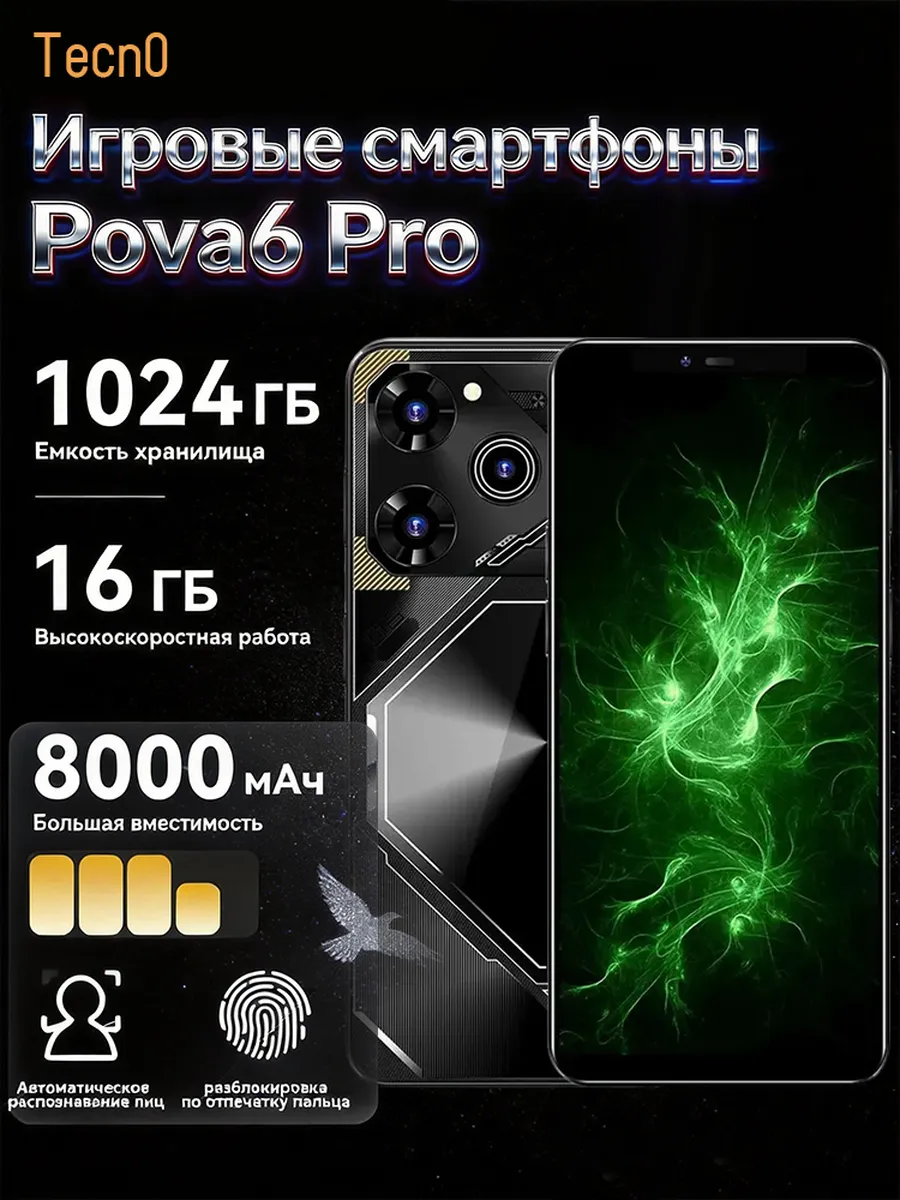Новый смартфон с диагональю экрана 6,8 дюйма Pova6 Pro 5G