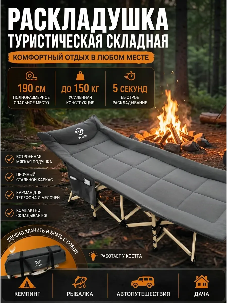 Раскладушка туристическая складная