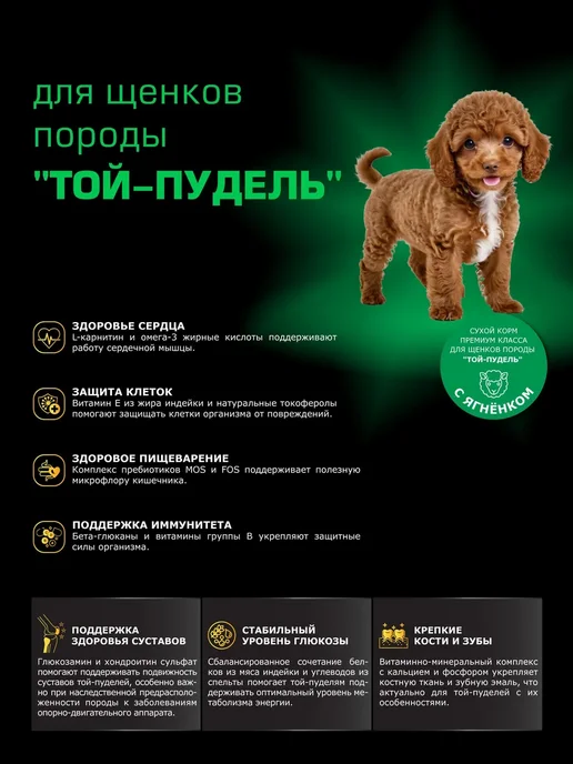 Сухой корм QUATTRO Той Пудель для собак, щенки, ягненок, 6 кг, фото 2