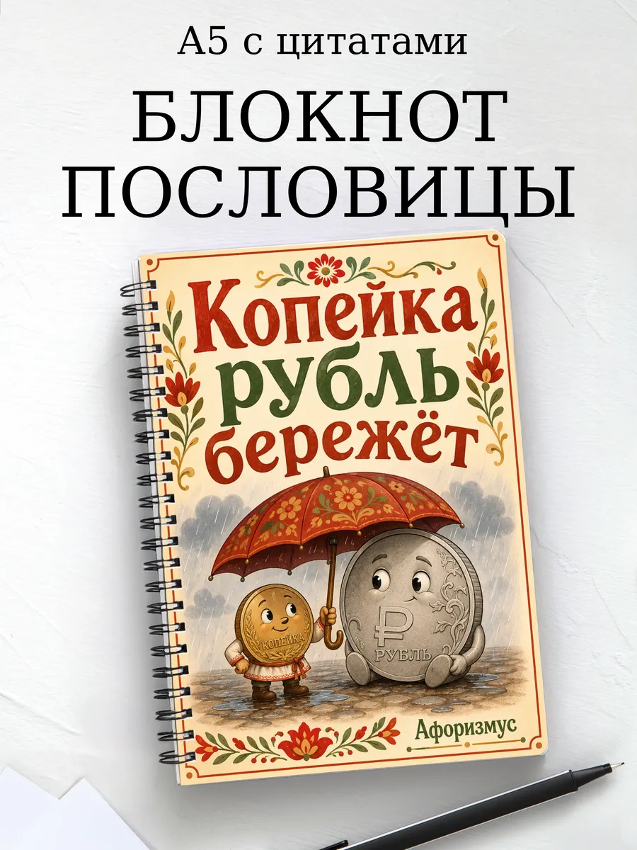 Блокнот Русские пословицы с мотивирующими цитатами