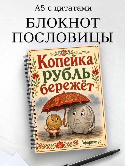 Блокнот Русские пословицы с мотивирующими цитатами