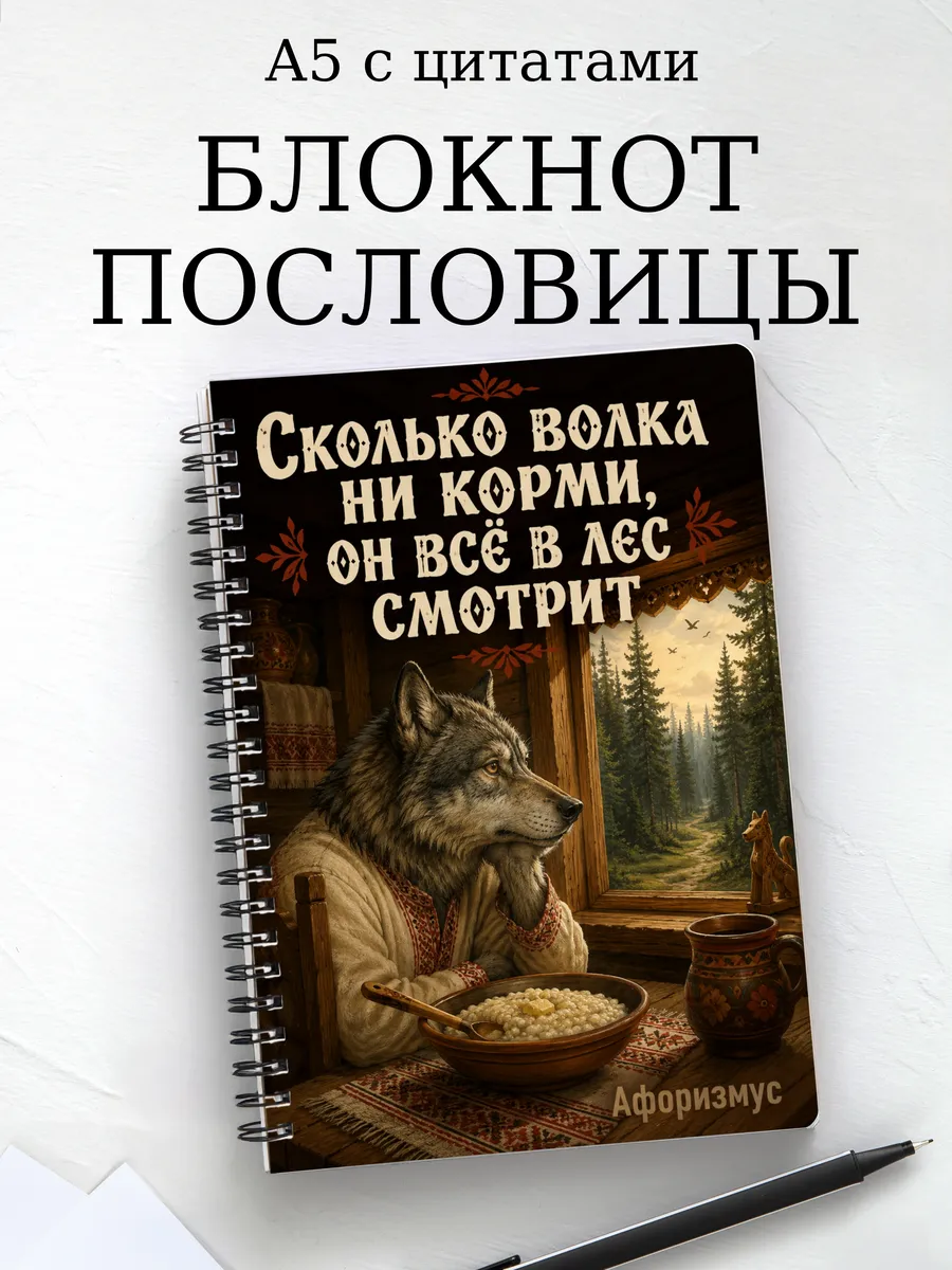 Блокнот Русские пословицы с мотивирующими цитатами