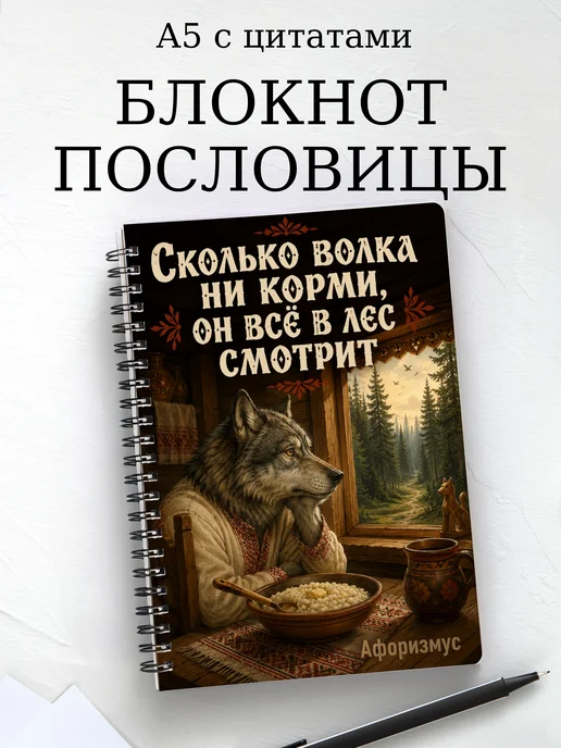 Блокнот Русские пословицы с мотивирующими цитатами