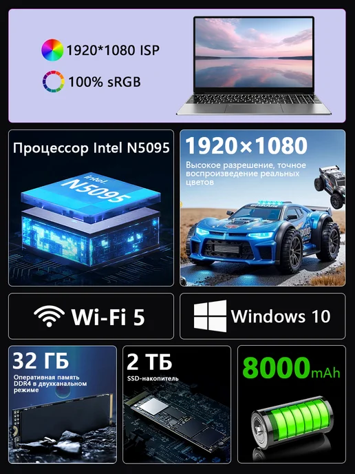Игровой ноутбук Intel Core i7Русская раскладка32+2048 ГБ, 2048 ГБ, фото 6