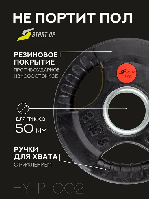 Блин для штанги гантелей грифа обрезиненные 2.5 кг, 2,5 кг, фото 3