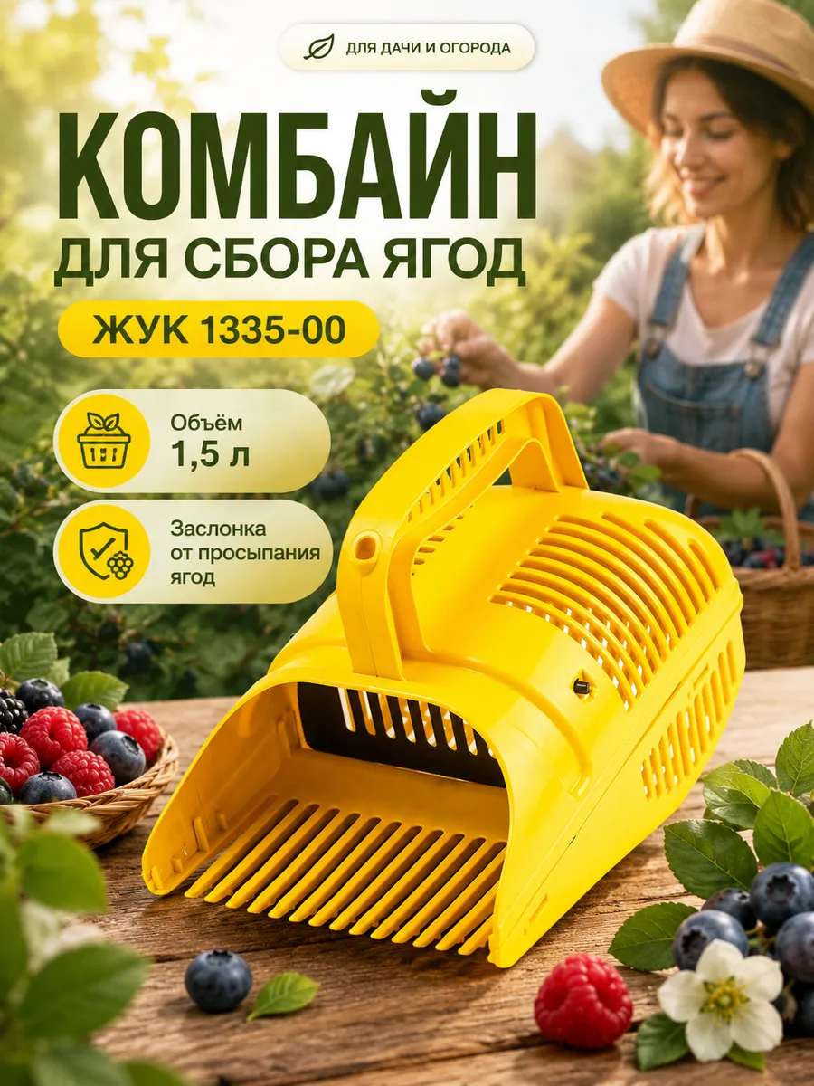 Плодосъемник с гребенкой и заслонкой комбайн для сбора ягод