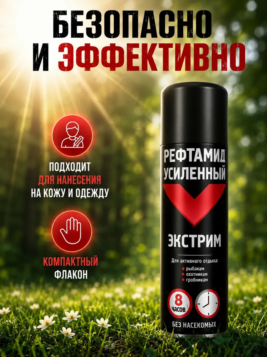 Спрей усиленная формула от комаров клещей и москитов