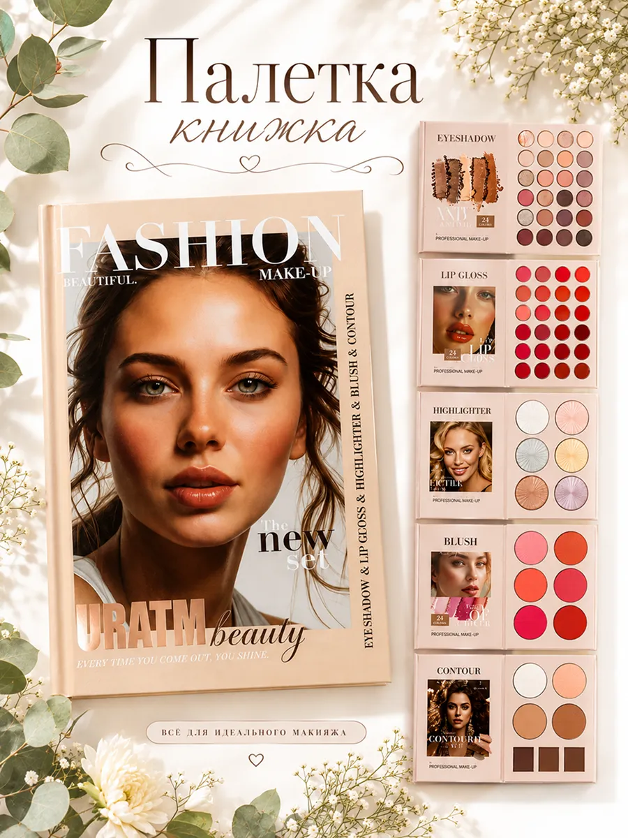 Палетка теней книжка 5 в 1 Fashion