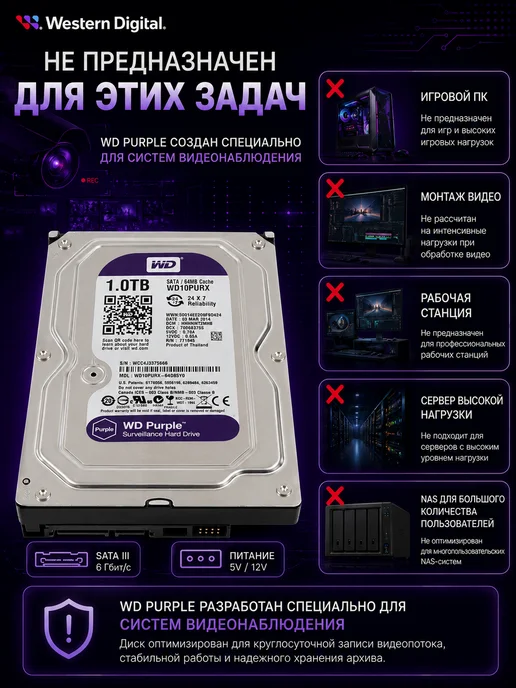 AG Digital Жесткий диск внутренний 1 ТБ для видеонаблюдения, 1 ТБ, фото 6