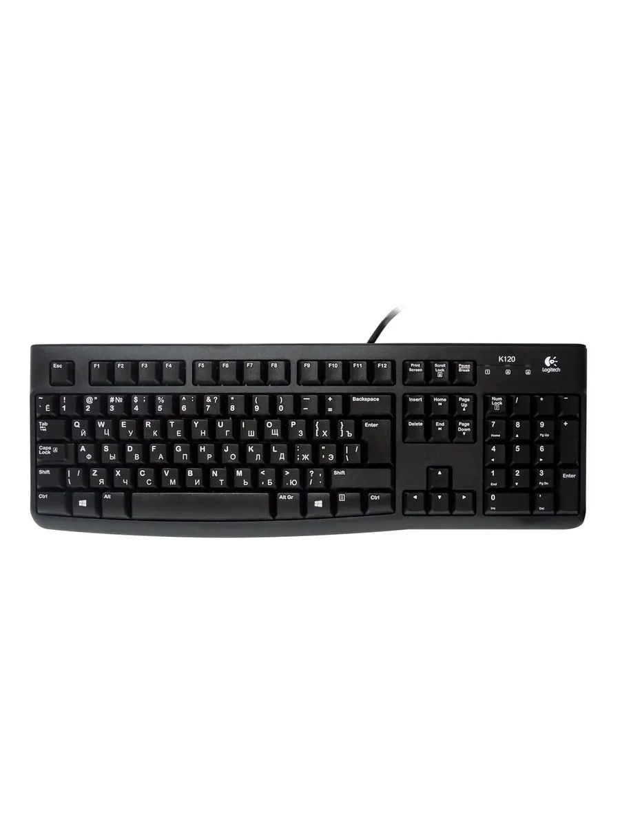 LOGITECH Клавиатура проводная K120 USB 104 клавиши черная