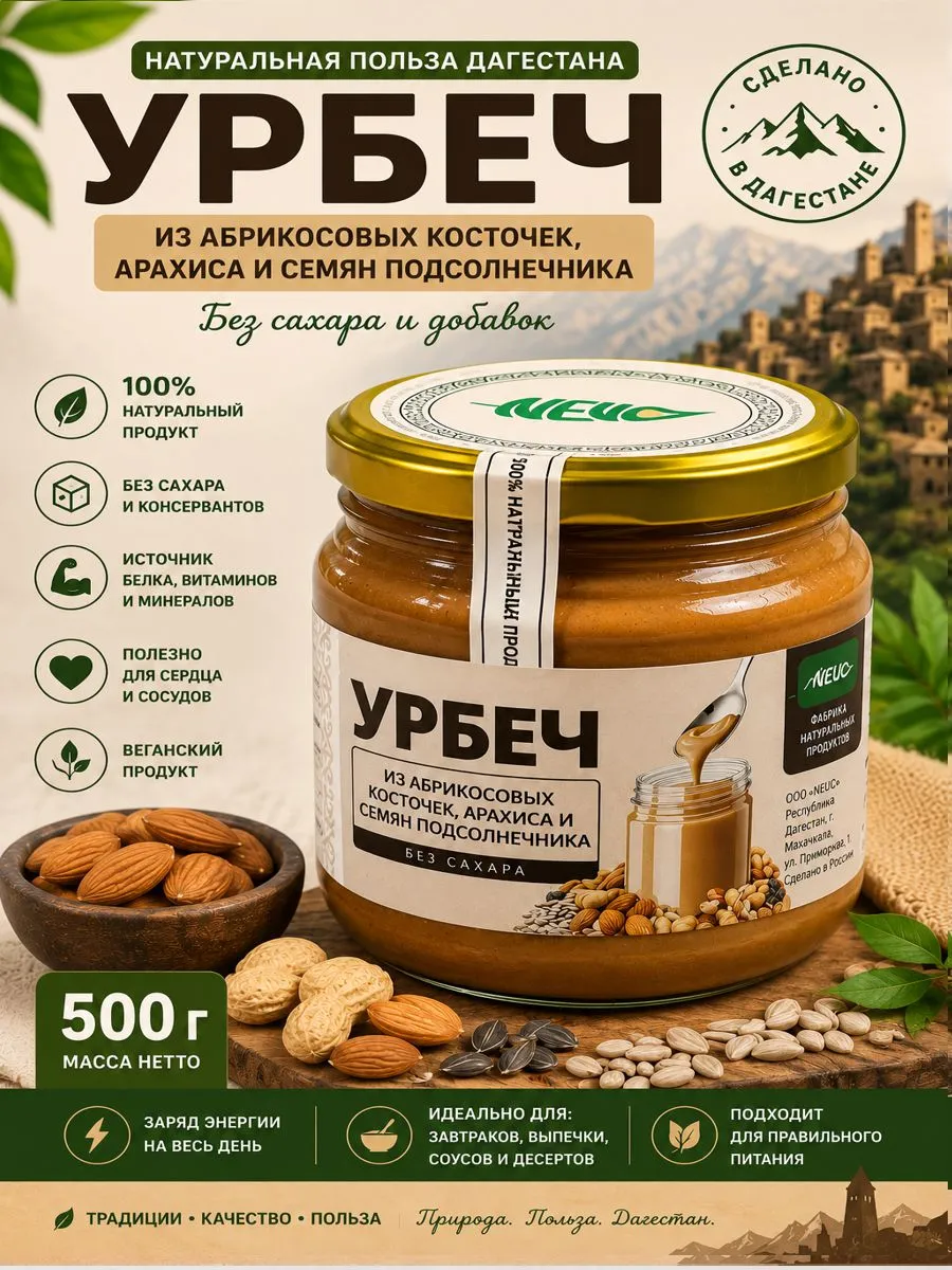 Урбеч Ассорти 3 в 1 Из Дагестана 500г