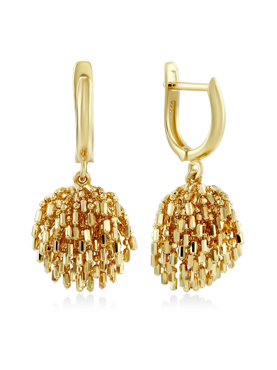 Серьги ежики из желтого золота