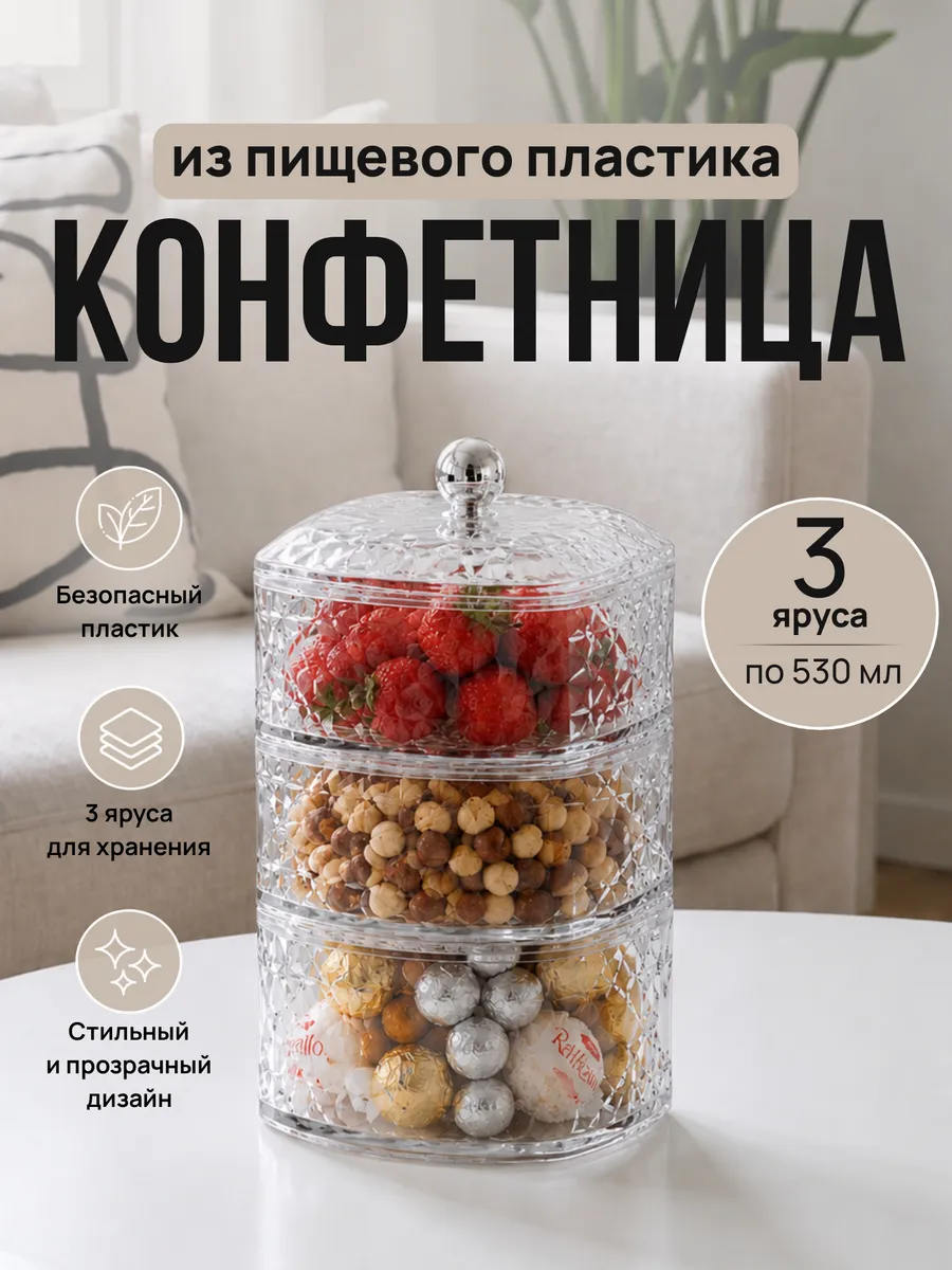 Конфетница с крышкой пластиковая