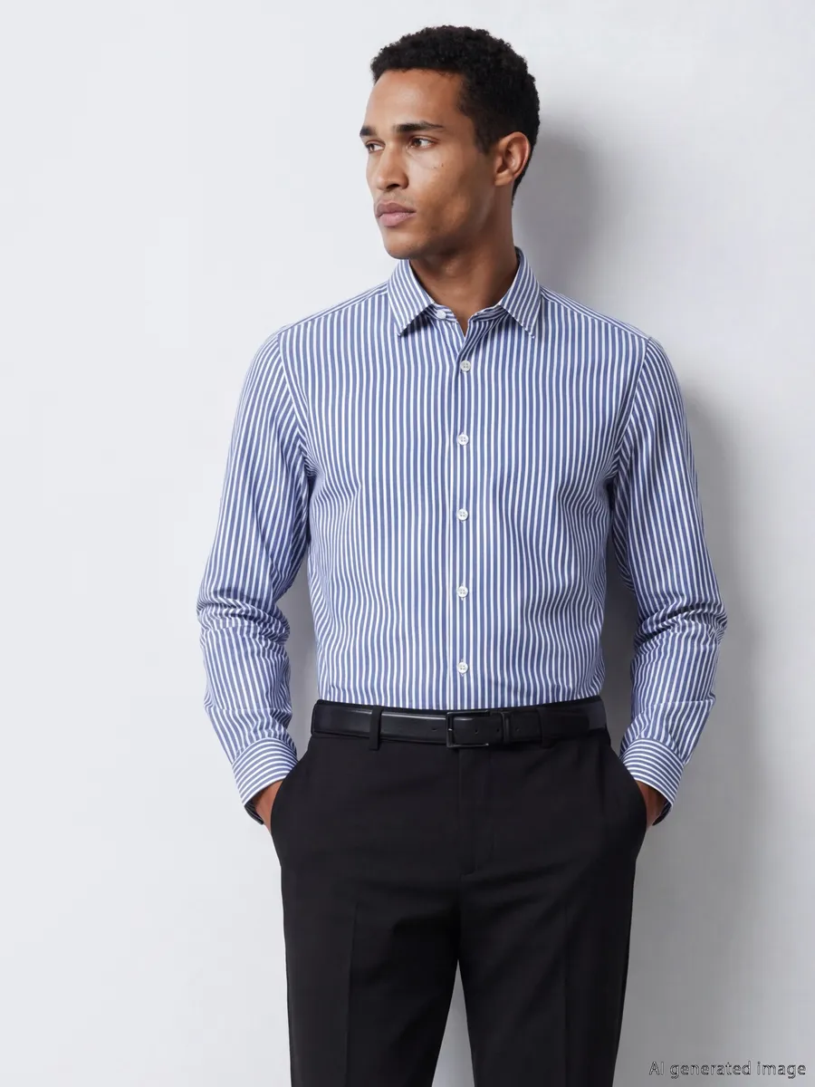 Мужская рубашка slim fit в полоску