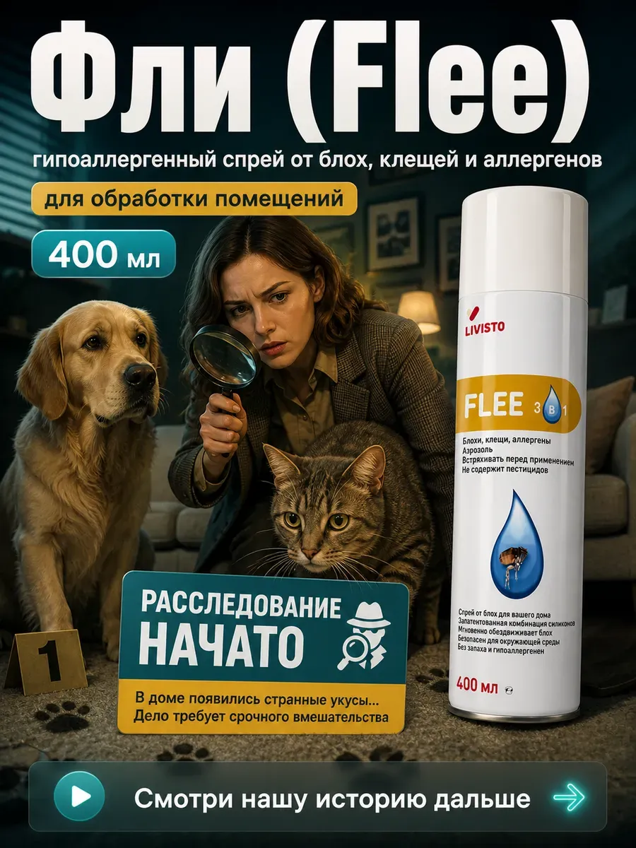 Flee спрей гипоаллергенный от блох, 400 мл