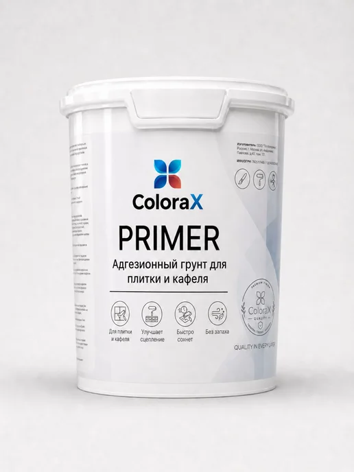 Грунт для плитки ColoraX PRIMER, акриловый, белый, 1 кг, 1 кг