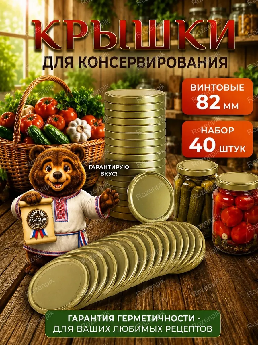 Крышки для банок винтовые для консервирования 82мм 40 шт