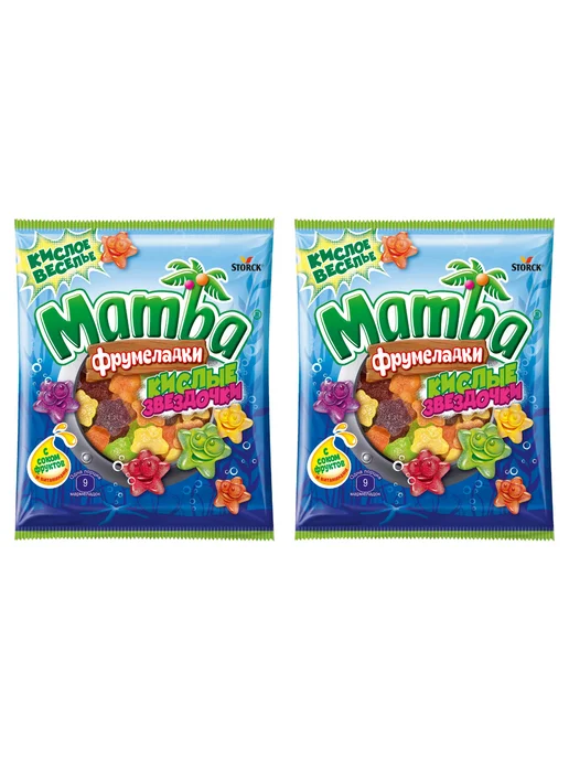 Mamba Мармелад жевательный кислые звездочки, 2 шт по 70г, 2 шт, 70 г