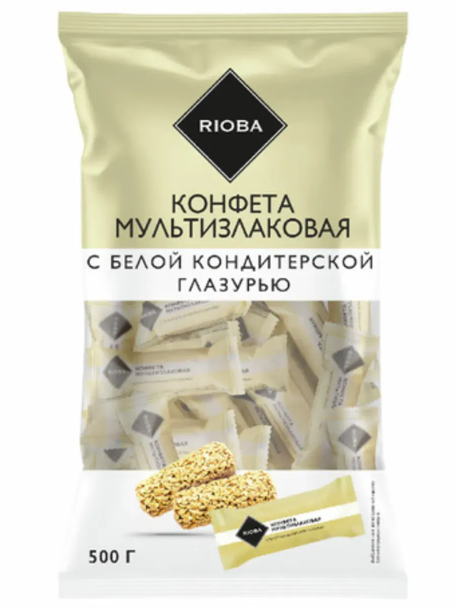 Конфеты мультизлаковые с белой глазурью, 500г