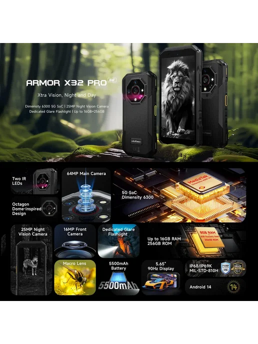 Смартфон Ulefone Armor X32 Pro 8/256 ГБ, зеленый, фото 3