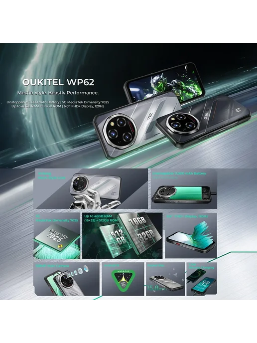 Смартфон OUKITEL Wp62 12/512 ГБ, серый, фото 5