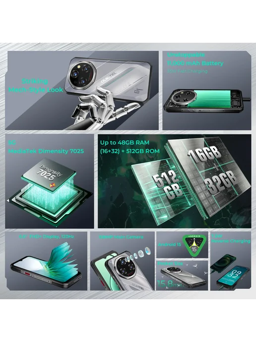 Смартфон OUKITEL Wp62 12/512 ГБ, серебристый, фото 3