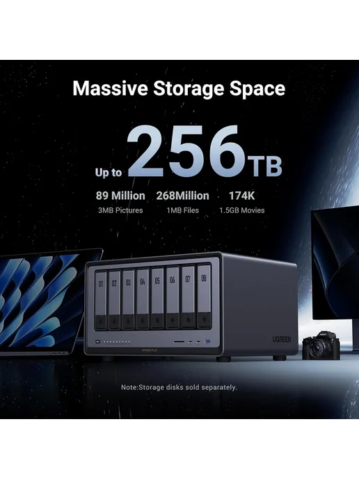 Нет бренда UGREEN DXP8800 Plus 8-дисковый USB-сервер NAS для настольных, вариант, фото 3