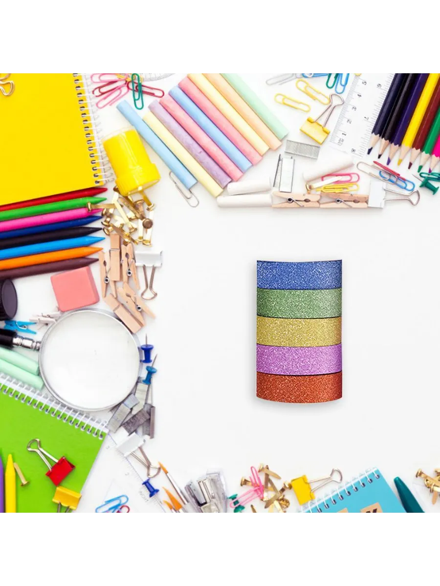 Набор 10 шт. Washi ленты 3м*1.5см с глитером и свечением
