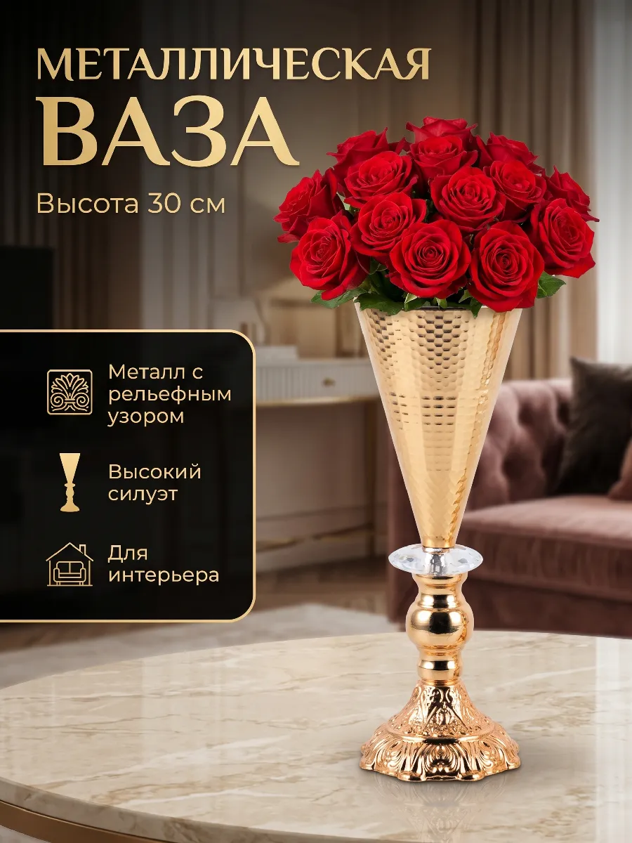 Ваза для цветов Металлическая рифленая