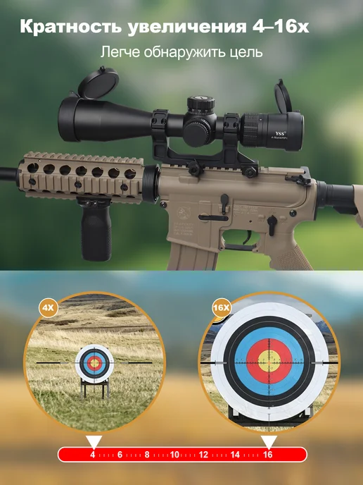 YSS винтовочный прицел оптический для охоты 4-16x44 FFP IR, 416x44, фото 2