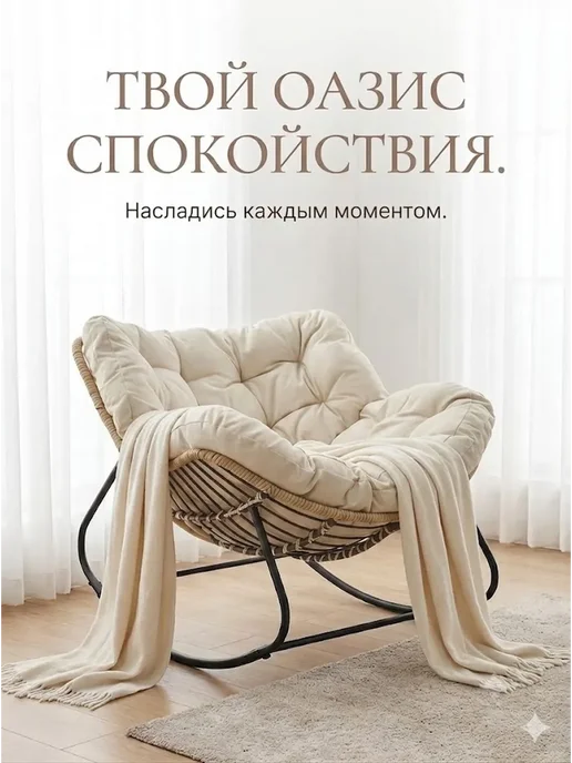 LORSIT Ротанговое кресло-качалка-диван, черный, фото 3
