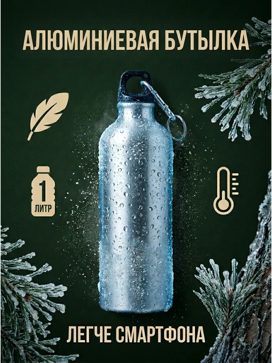 Бутылка для воды алюминиевая для похода и туризма