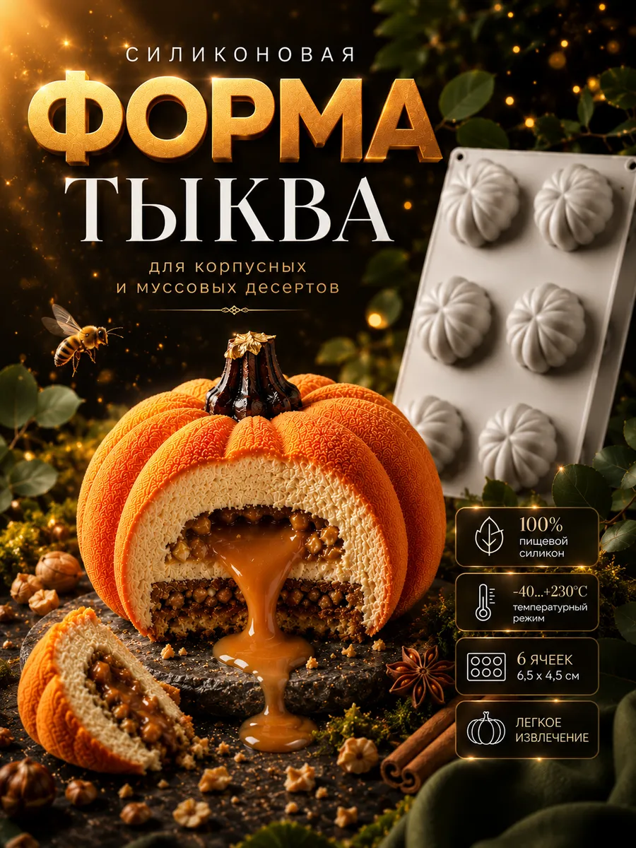Силиконовая форма для муссовых пирожных и десертов Тыква