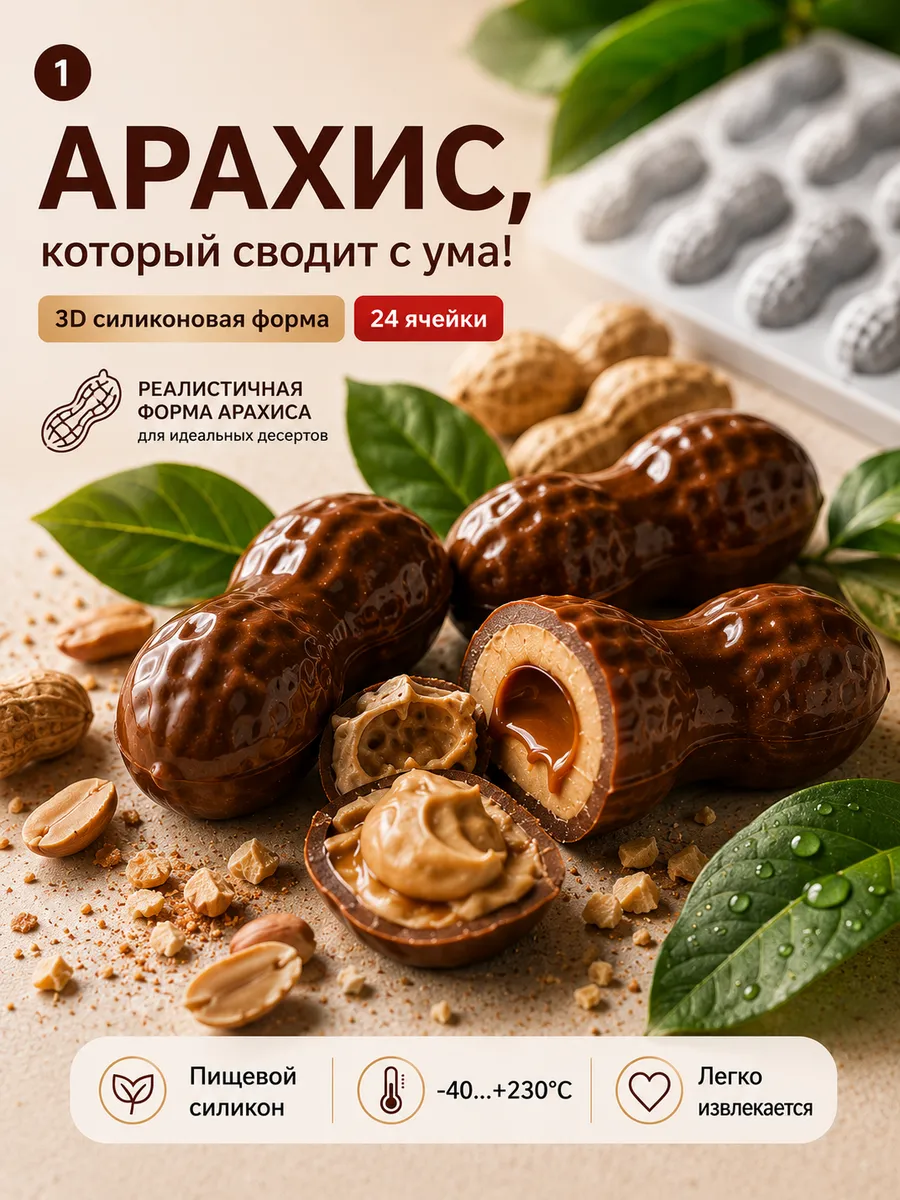 Силиконовая форма для шоколада и муссовых пирожных Арахис