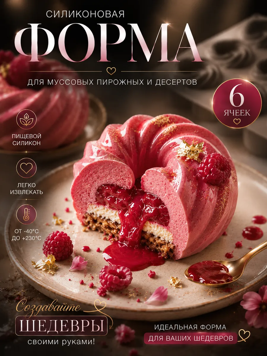 Силиконовая форма для муссовых пирожных и десертов Пончик