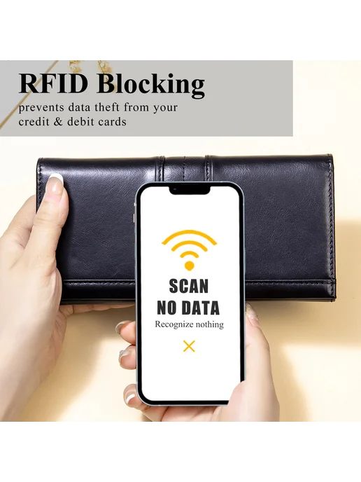 LUKZIJAES женский кожаный кошелек RFID блокировка длинный с, вариант, фото 2