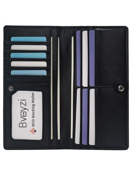 Bveyzi ультратонкий кожаный RFID картхолдер для женщин бифол, вариант