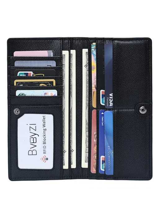 Bveyzi ультратонкий кожаный RFID картхолдер для женщин бифол, вариант, фото 7