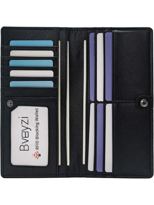 Bveyzi ультратонкий кожаный RFID картхолдер для женщин бифол, вариант, фото 8
