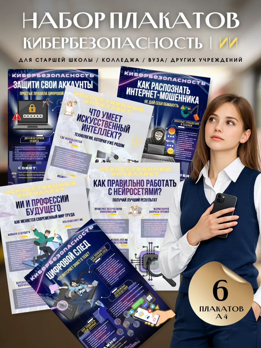 Плакаты "Кибербезопасность и ИИ" студентам школьникам