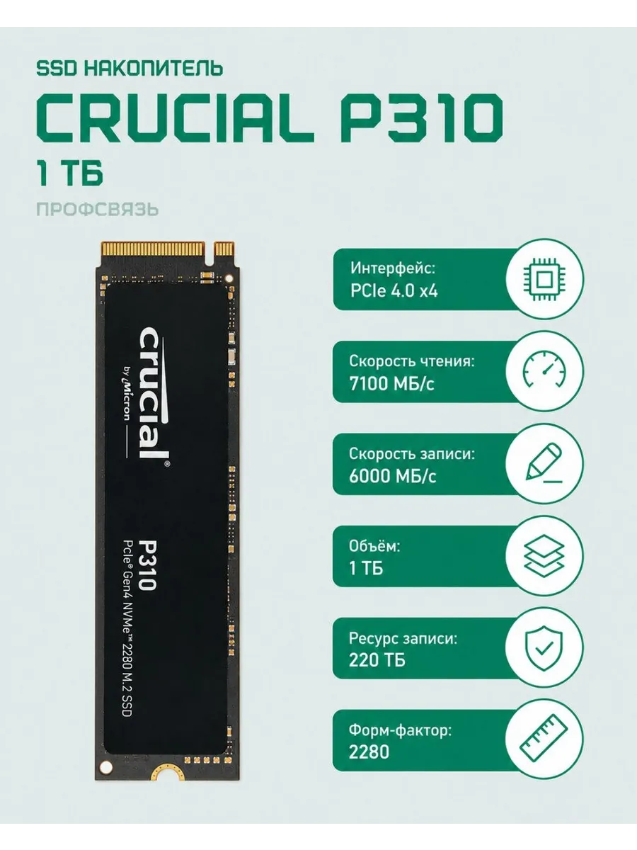 Накопитель SSD M.2 Crucial P310 1TB Gen4