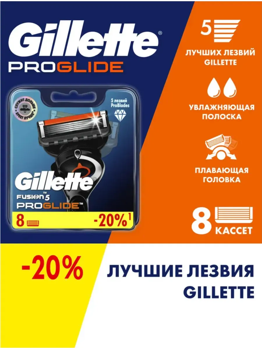 Кассеты для бритья сменные лезвия бритвы Fusion 5 ProGlide 8