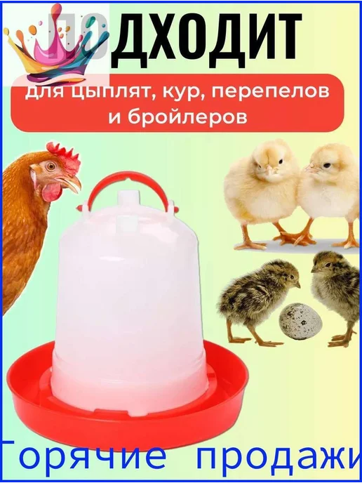Поилка вакуумная для цыплят и кур 3 литра, пластиковая - для, вариант, фото 2