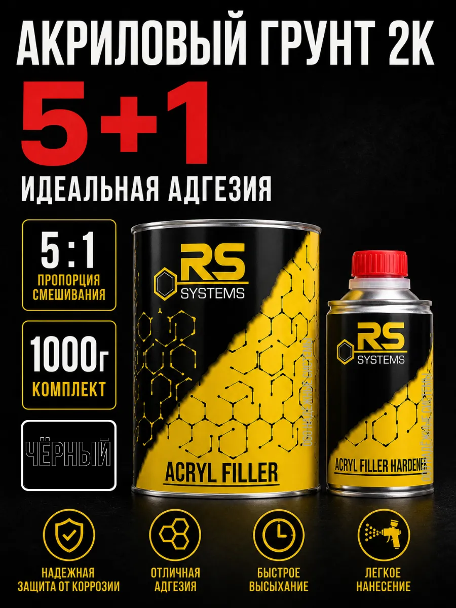 Комплект грунта акрилового заполняющего "5+1" черного 1кг