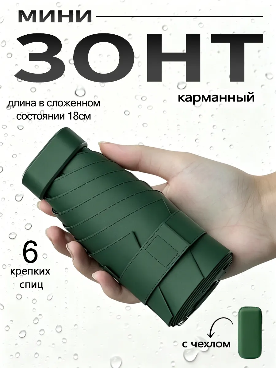Зонт складной мини механика антиветер UPF 50+ 6 спиц